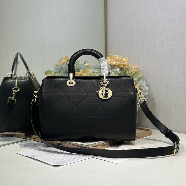 DIOR 26S CANNAGE GRANVILLE 34 IN BLACK CALFSKIN