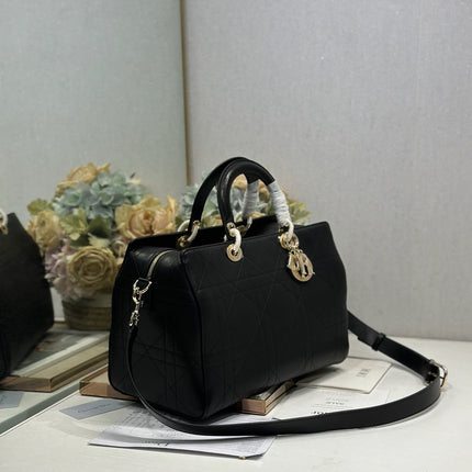 DIOR 26S CANNAGE GRANVILLE 34 IN BLACK CALFSKIN