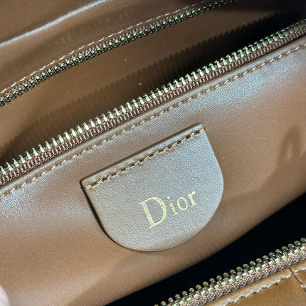 DIOR 26S CANNAGE GRANVILLE BAG 34 IN DARK BROWN CALFSKIN