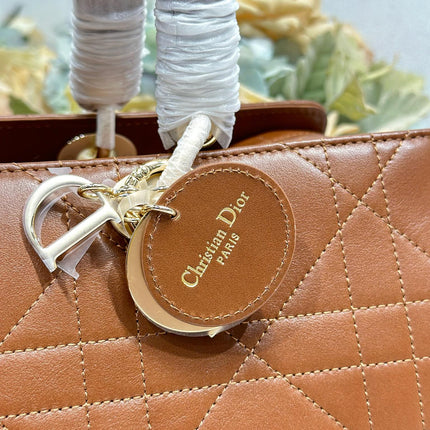 DIOR 26S CANNAGE GRANVILLE BAG 34 IN DARK BROWN CALFSKIN