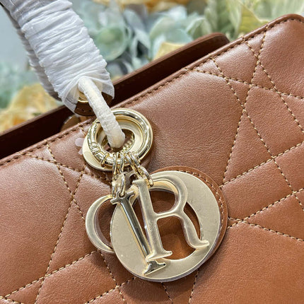 DIOR 26S CANNAGE GRANVILLE BAG 34 IN DARK BROWN CALFSKIN