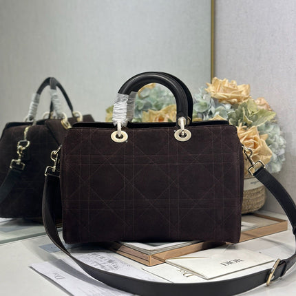 DIOR 26S CANNAGE GRANVILLE 34 IN DARK BROWN SUEDE