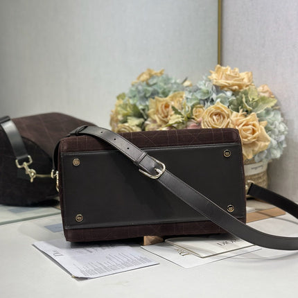 DIOR 26S CANNAGE GRANVILLE 34 IN DARK BROWN SUEDE