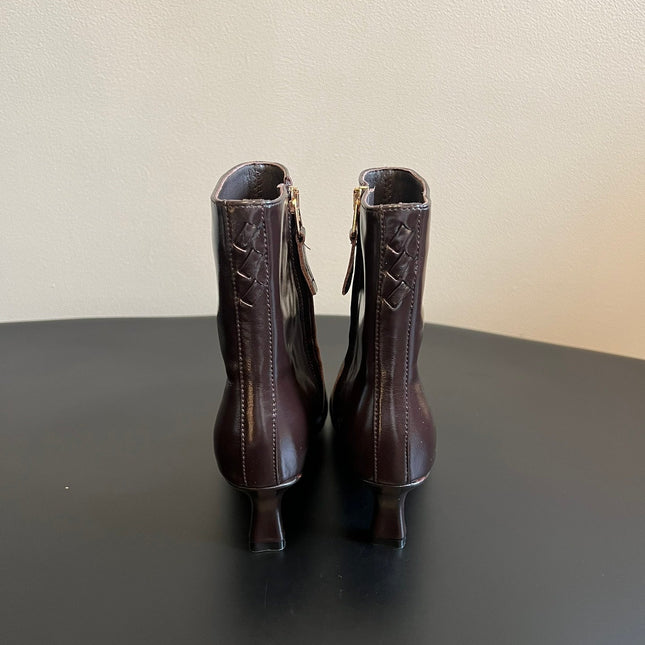 BOTTEGA VENETA 26S POINTED-TOE BOOTS 50 MM IN DARK BROWN CALFSKIN