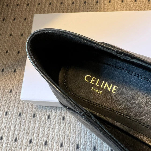 CELINE 26S FLAT LOAFERS IN BLACK LAMBSKIN