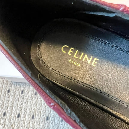 CELINE 26S FLAT LOAFERS IN DARK RED LAMBSKIN