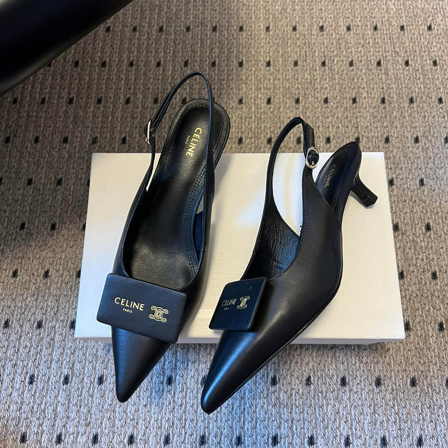 CELINE 26S HIGH-HEEL SLINGBACK 45 MM IN BLACK CALFSKIN