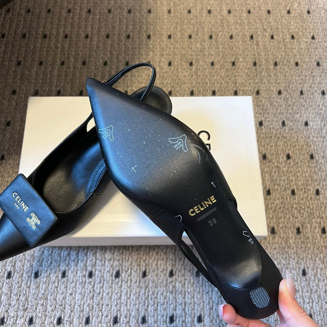CELINE 26S HIGH-HEEL SLINGBACK 45 MM IN BLACK CALFSKIN