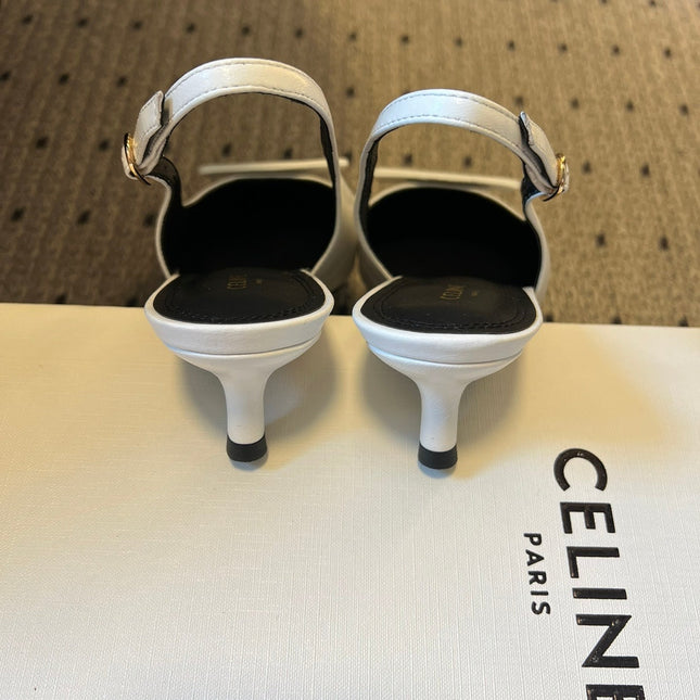 CELINE 26S HIGH-HEEL SLINGBACK 45 MM IN WHITE CALFSKIN