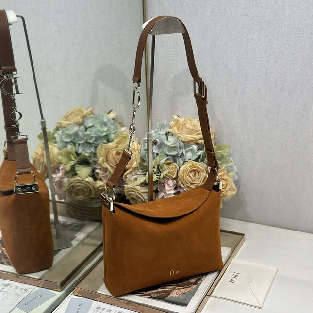 DIOR 26S DIORLY BAG 28 IN BROWN SUEDE