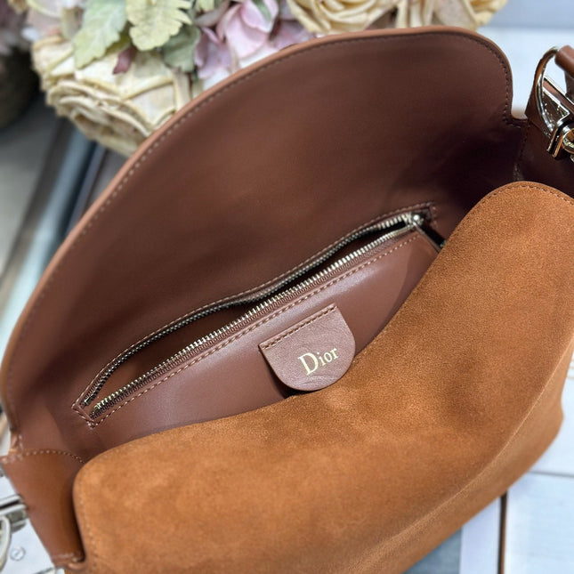 DIOR 26S DIORLY BAG 28 IN BROWN SUEDE