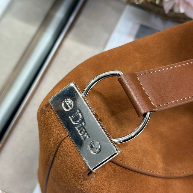 DIOR 26S DIORLY BAG 28 IN BROWN SUEDE