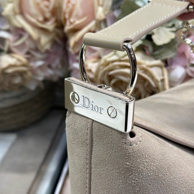DIOR 26S DIORLY BAG 28 IN BEIGE SUEDE