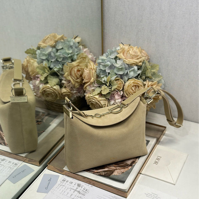DIOR 26S DIORLY BAG 28 IN BEIGE SUEDE
