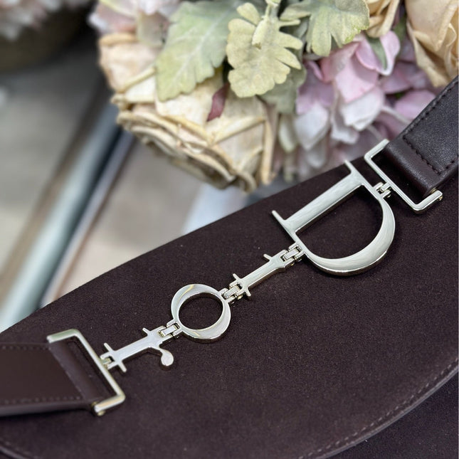 DIOR 26S DIORLY BAG 33 IN DRAK BROWN SUEDE