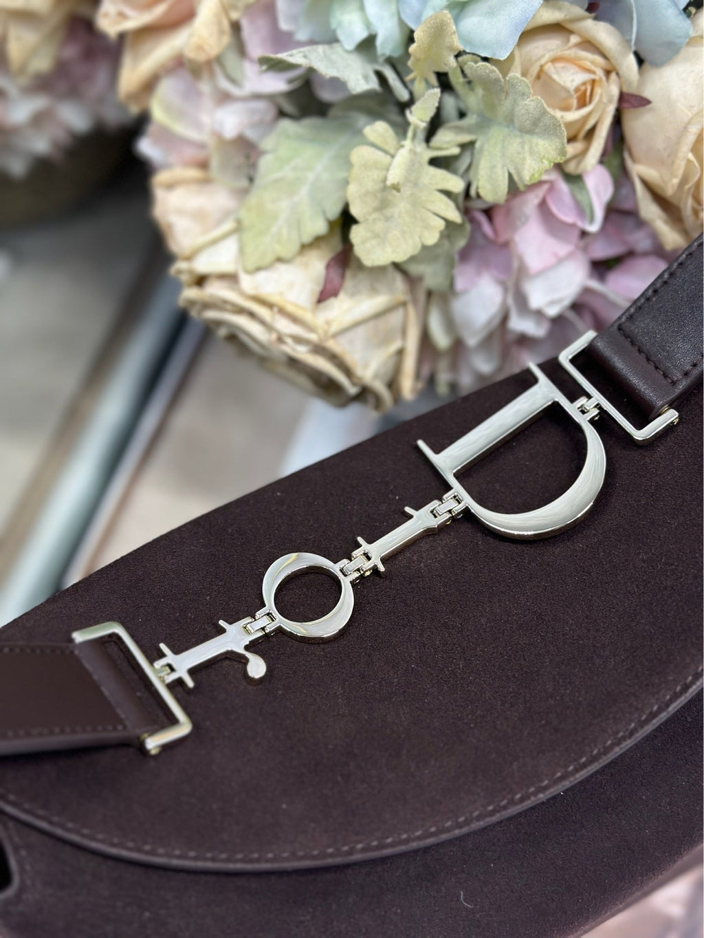 DIOR 26S DIORLY BAG 28 IN DARK BROWN SUEDE
