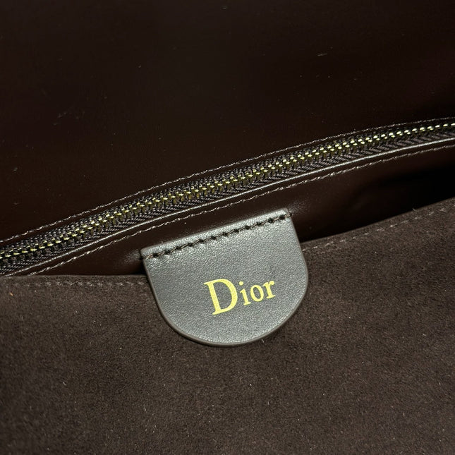 DIOR 26S DIORLY BAG 33 IN DRAK BROWN SUEDE