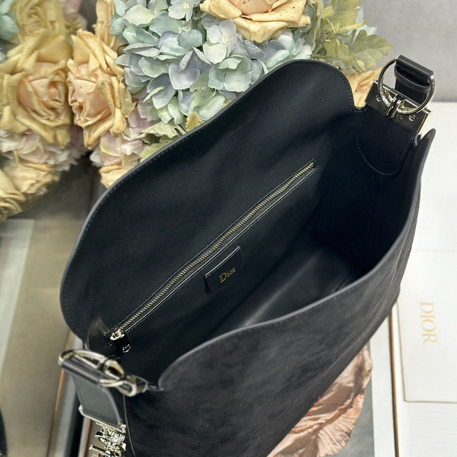 DIOR 26S DIORLY BAG 33 IN BLACK SUEDE