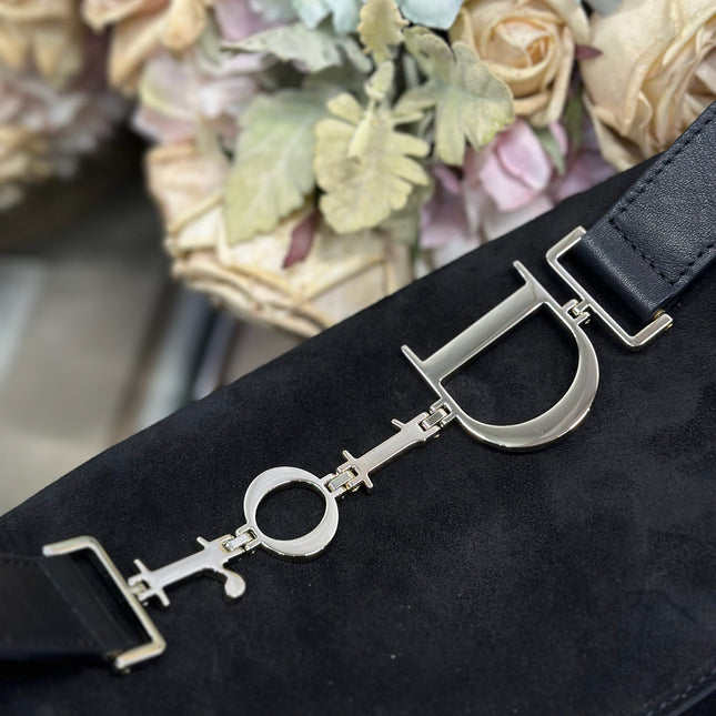 DIOR 26S DIORLY BAG 33 IN BLACK SUEDE