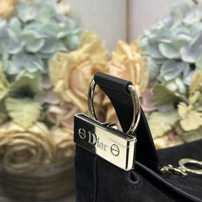 DIOR 26S DIORLY BAG 33 IN BLACK SUEDE