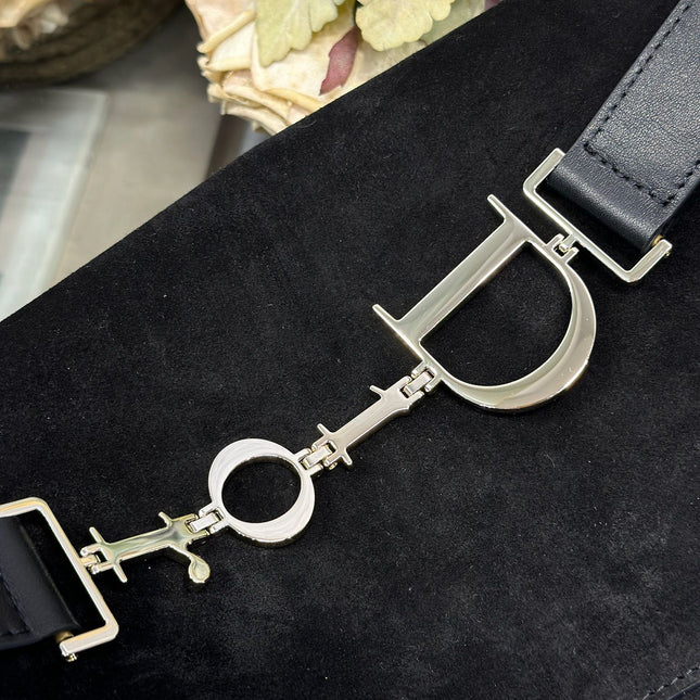 DIOR 26S DIORLY BAG 36 IN BLACK SUEDE