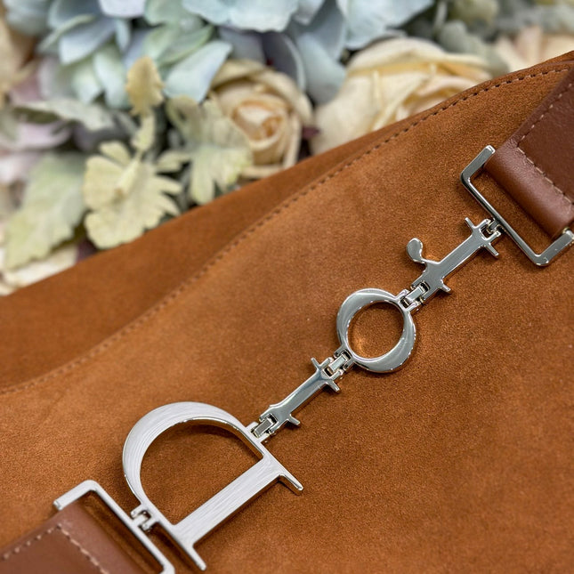 DIOR 26S DIORLY BAG 36 IN BROWN SUEDE