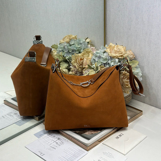 DIOR 26S DIORLY BAG 39 IN BROWN SUEDE