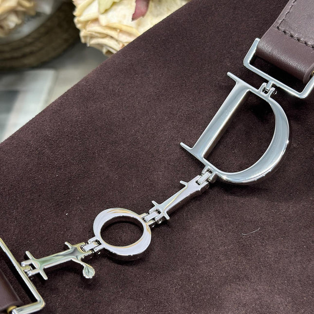 DIOR 26S DIORLY BAG 39 IN DARK BROWN SUEDE