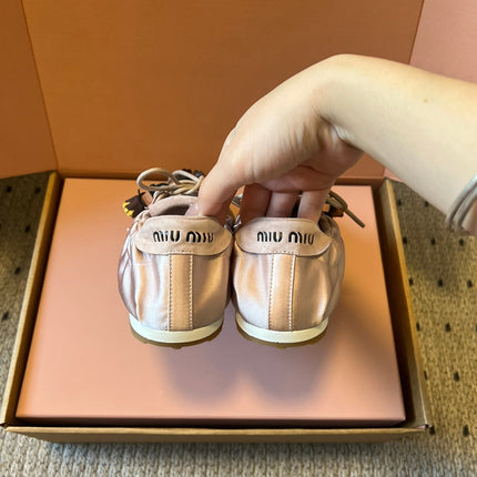 MIUMIU 26S SNEAKERS IN LIGHT PINK PLUME SATIN