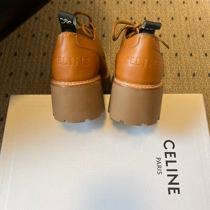 CELINE 26S LACE-UP LOAFERS IN BROWN CALFSKIN