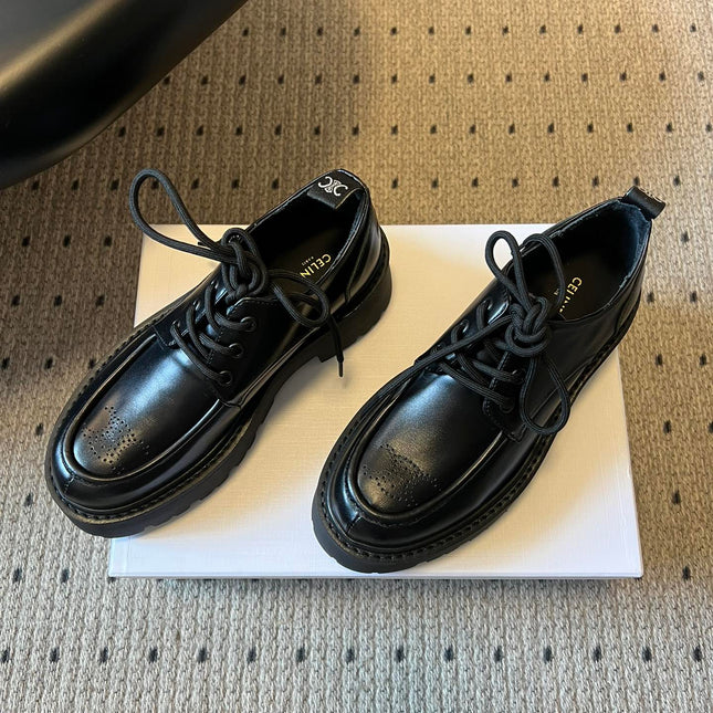 CELINE 26S LACE-UP LOAFERS IN BLACK CALFSKIN