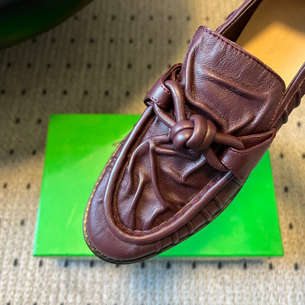 BOTTEGA VENETA 26S LOAFERS IN DARK REDDISH BROWN LAMBSKIN