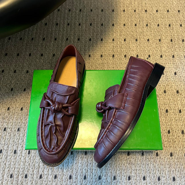 BOTTEGA VENETA 26S LOAFERS IN DARK REDDISH BROWN LAMBSKIN