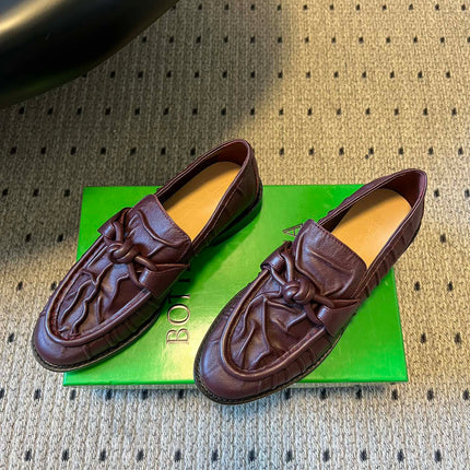 BOTTEGA VENETA 26S LOAFERS IN DARK REDDISH BROWN LAMBSKIN