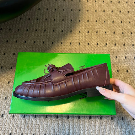 BOTTEGA VENETA 26S LOAFERS IN DARK REDDISH BROWN LAMBSKIN