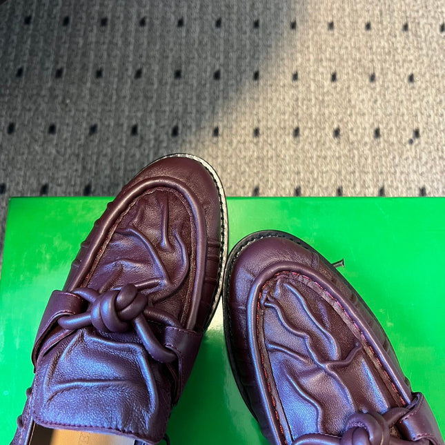 BOTTEGA VENETA 26S LOAFERS IN DARK REDDISH BROWN LAMBSKIN