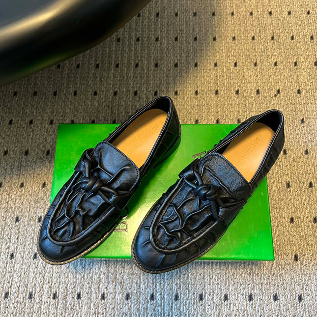 BOTTEGA VENETA 26S LOAFERS IN BLACK LAMBSKIN