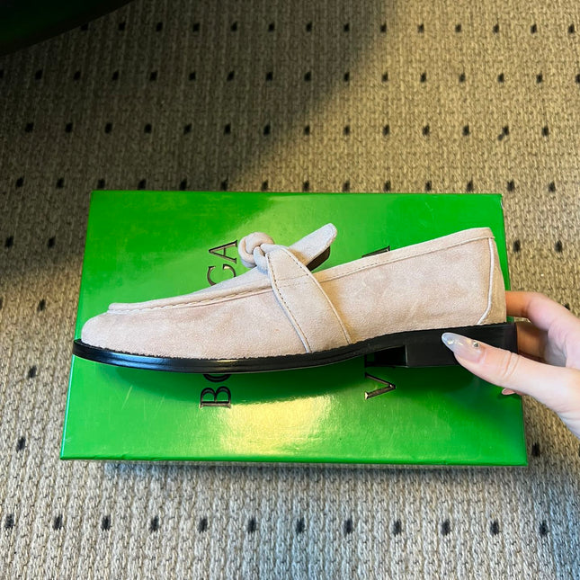 BOTTEGA VENETA 26S LOAFERS IN LIGHT BEIGE SUEDE