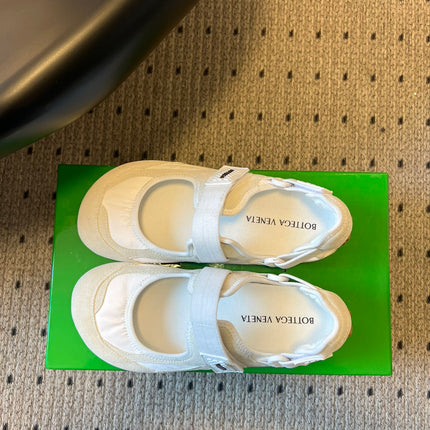 BOTTEGA VENETA 26S MARY JANE SNEAKER IN WHITE SUEDE AND FABRIC