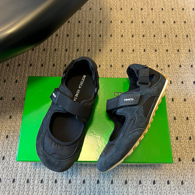 BOTTEGA VENETA 26S MARY JANE SNEAKER IN BLACK SUEDE AND FABRIC