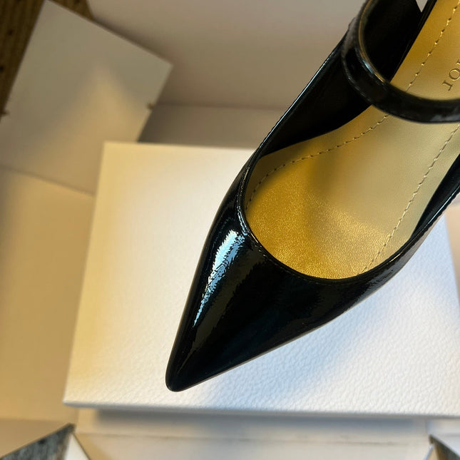 DIOR 26S SLINGBACK PUMP 90MM IN BLACK PATENT CALFSKIN GOLD HARDWARE