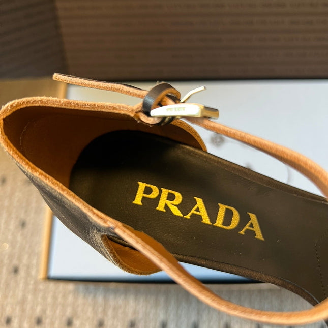 PRADA 26S POINTED-TOE STRAPPY HIGH-HEEL SANDALS 60MM IN BLACK CALFSKIN