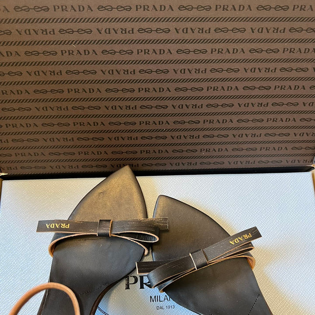 PRADA 26S POINTED-TOE STRAPPY HIGH-HEEL SANDALS 60MM IN BLACK CALFSKIN
