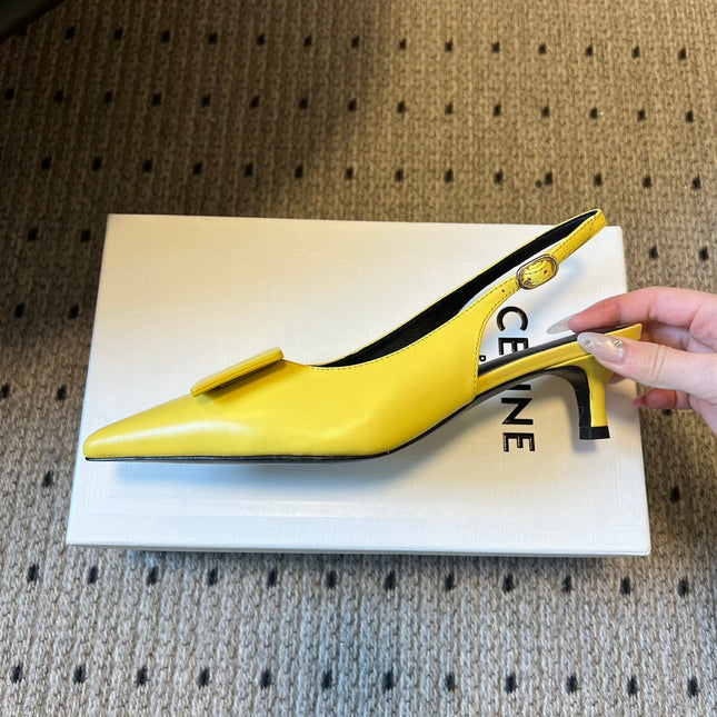 CELINE 26S HIGH-HEEL SLINGBACK 55 MM IN YELLOW CALFSKIN