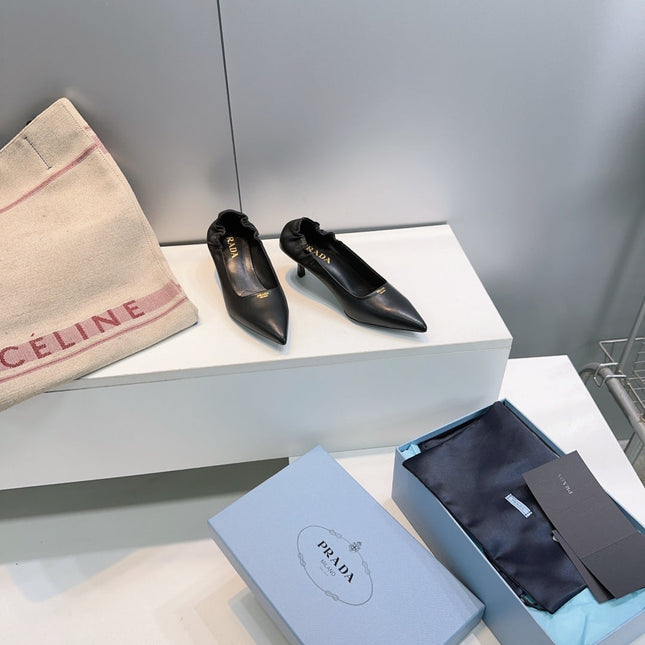 PRADA 26S PUMPS 55MM IN BLACK CALFSKIN