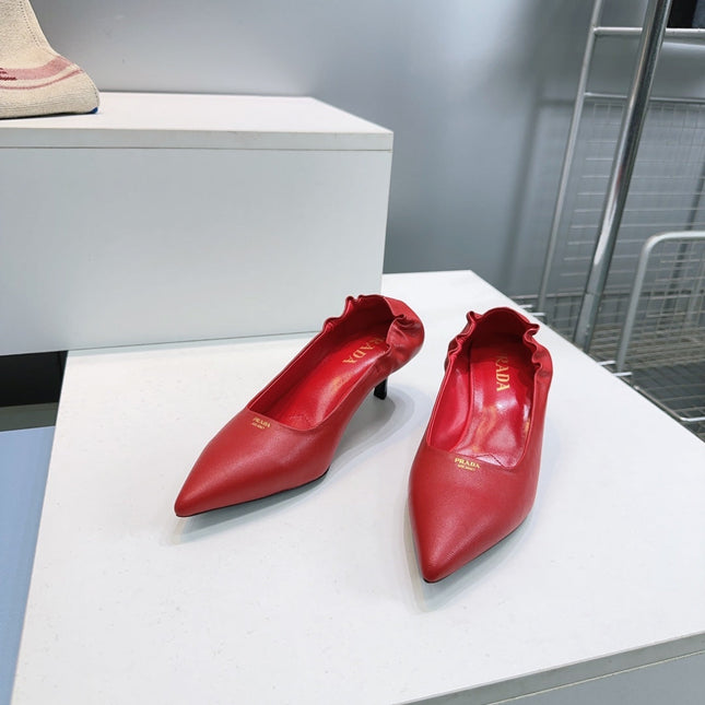 PRADA 26S PUMPS 55MM IN DARK RED CALFSKIN