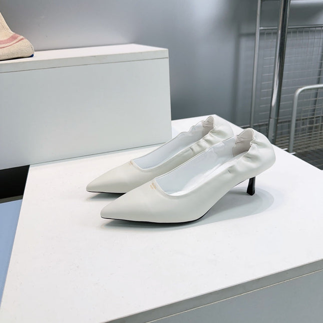 PRADA 26S PUMPS 55MM IN CREAM WHITE CALFSKIN
