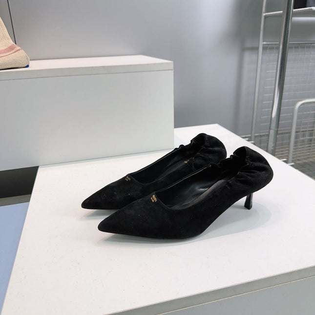 PRADA 26S PUMPS 55MM IN BLACK SUEDE
