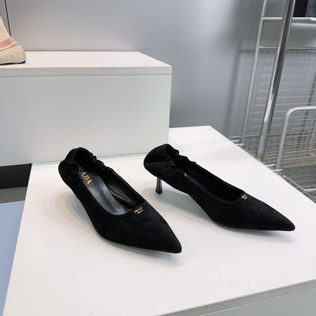 PRADA 26S PUMPS 55MM IN BLACK SUEDE