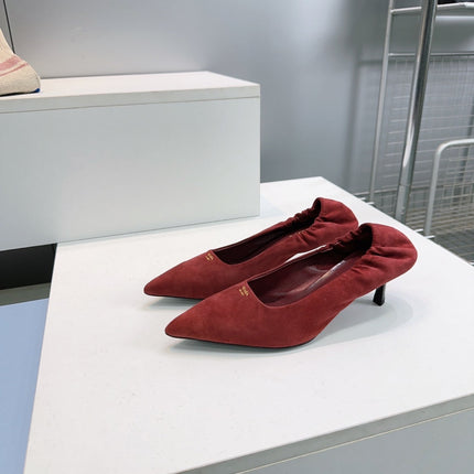 PRADA 26S PUMPS 55MM IN DARK RED SUEDE